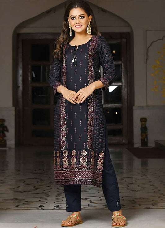 Casual Kurti Rayon Blue Print Kurtis