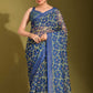 Classic Linen Blue Digital Print Saree