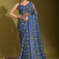Classic Linen Blue Digital Print Saree