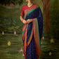 Contemporary Brasso Blue Weaving Saree