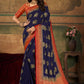 Contemporary Pure Dola Silk Blue Swarovski Saree