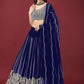 Lehenga Choli Faux Georgette Blue Embroidered Lehenga Choli