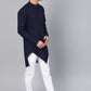 Kurta Blended Cotton Blue Buttons Mens