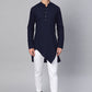 Kurta Blended Cotton Blue Buttons Mens