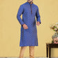 Kurta Pyjama Cotton Blue Fancy Work Mens