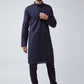 Kurta Pyjama Blended Cotton Blue Plain Mens