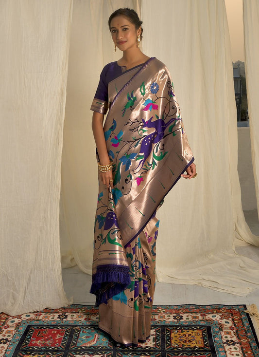 Classic Silk Blue Meenakari Saree