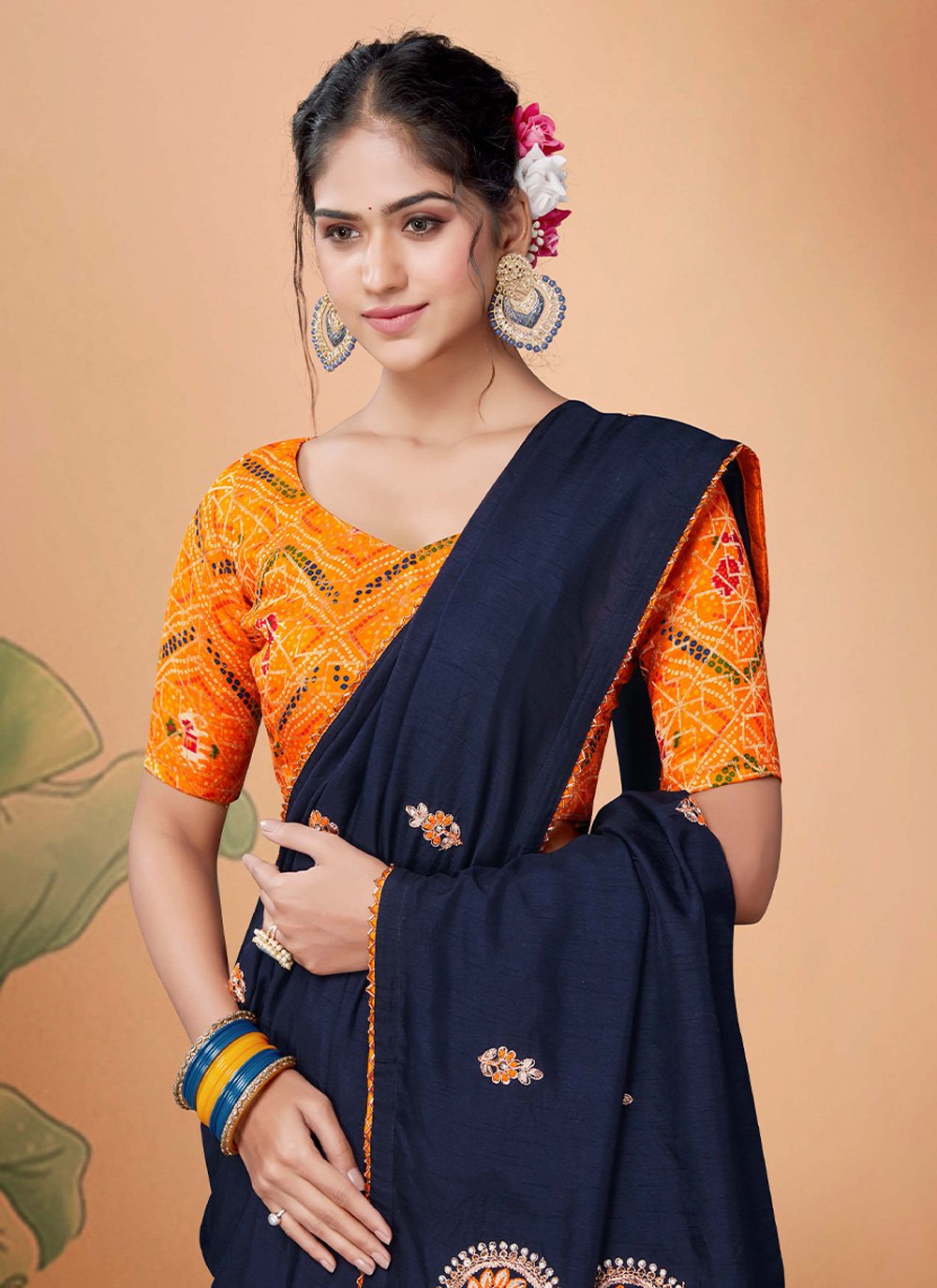Classic Silk Blue Embroidered Saree