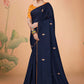Classic Silk Blue Embroidered Saree