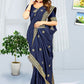 Trendy Saree Georgette Blue Embroidered Saree