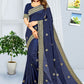 Trendy Saree Georgette Blue Embroidered Saree