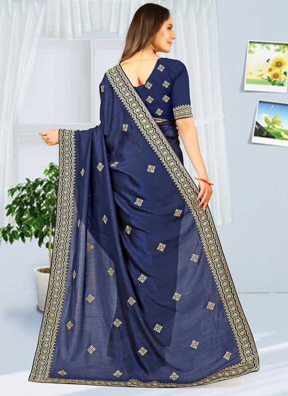 Trendy Saree Georgette Blue Embroidered Saree