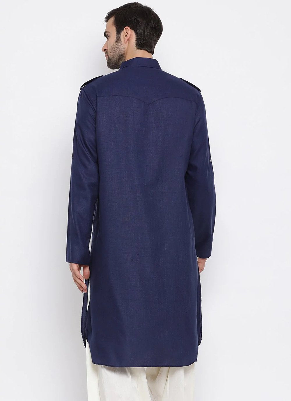 Kurta Pyjama Cotton Blue Plain Mens