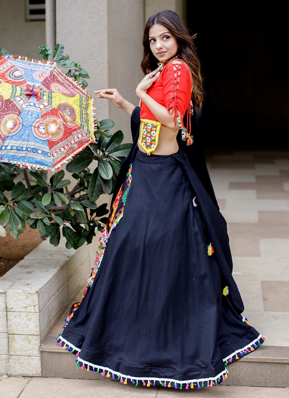 Lehenga Choli Cotton Blue Embroidered Lehenga Choli