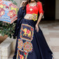 Lehenga Choli Cotton Blue Embroidered Lehenga Choli