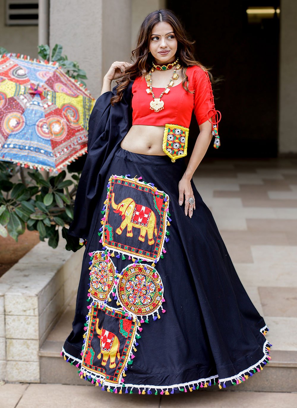 Lehenga Choli Cotton Blue Embroidered Lehenga Choli