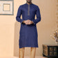 Kurta Pyjama Cotton Blue Plain Mens