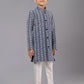 Kurta Pyjama Cotton Silk Blue Embroidered Kids