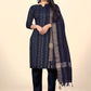 Salwar Suit Cotton Blue Embroidered Salwar Kameez