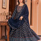 Designer Gown Rayon Blue Embroidered Gown