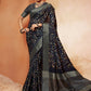 Classic Crepe Silk Blue Digital Print Saree