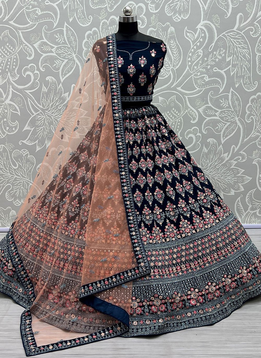 Lehenga Choli Georgette Blue Diamond Lehenga Choli