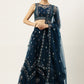 A Line Lehenga Net Blue Embroidered Lehenga Choli