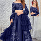 A Line Lehenga Silk Blue Embroidered Lehenga Choli