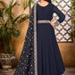 Anarkali Suit Faux Georgette Blue Embroidered Salwar Kameez