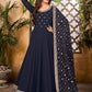 Anarkali Suit Faux Georgette Blue Embroidered Salwar Kameez