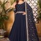 Anarkali Suit Faux Georgette Blue Embroidered Salwar Kameez