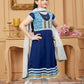 Pant Style Suit Faux Georgette Blue Embroidered Kids