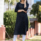 Party Wear Kurti Cotton Blue Embroidered Kurtis