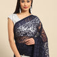 Classic Net Blue Embroidered Saree