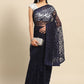 Classic Net Blue Embroidered Saree