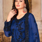 Palazzo Salwar Suit Net Blue Embroidered Salwar Kameez