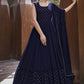 Gown Georgette Blue Embroidered Gown