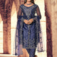 Straight Salwar Suit Net Blue Embroidered Salwar Kameez