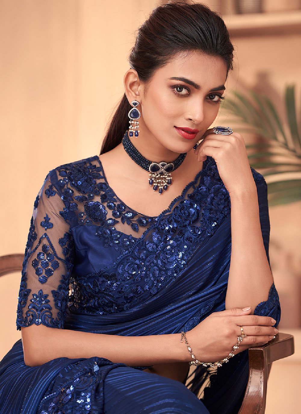 Trendy Saree Silk Blue Embroidered Saree