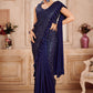 Designer Fancy Fabric Blue Sequins Saree