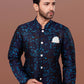 Indo Western Jacquard Blue Fancy Work Mens