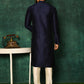 Kurta Pyjama Art Silk Blue Fancy Work Mens