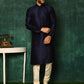 Kurta Pyjama Art Silk Blue Fancy Work Mens