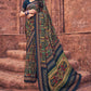 Contemporary Faux Crepe Blue Print Saree