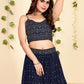 A Line Lehenga Georgette Blue Foil Print Lehenga Choli