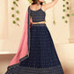 A Line Lehenga Georgette Blue Foil Print Lehenga Choli