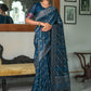 Contemporary Tussar Silk Blue Woven Saree