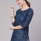 Party Wear Kurti Cotton Blue Print Kurtis