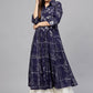 Floor Length Kurti Cotton Blue Print Kurtis