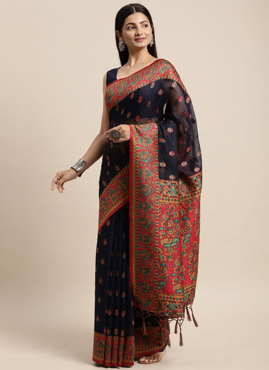 Classic Cotton Blue Woven Saree